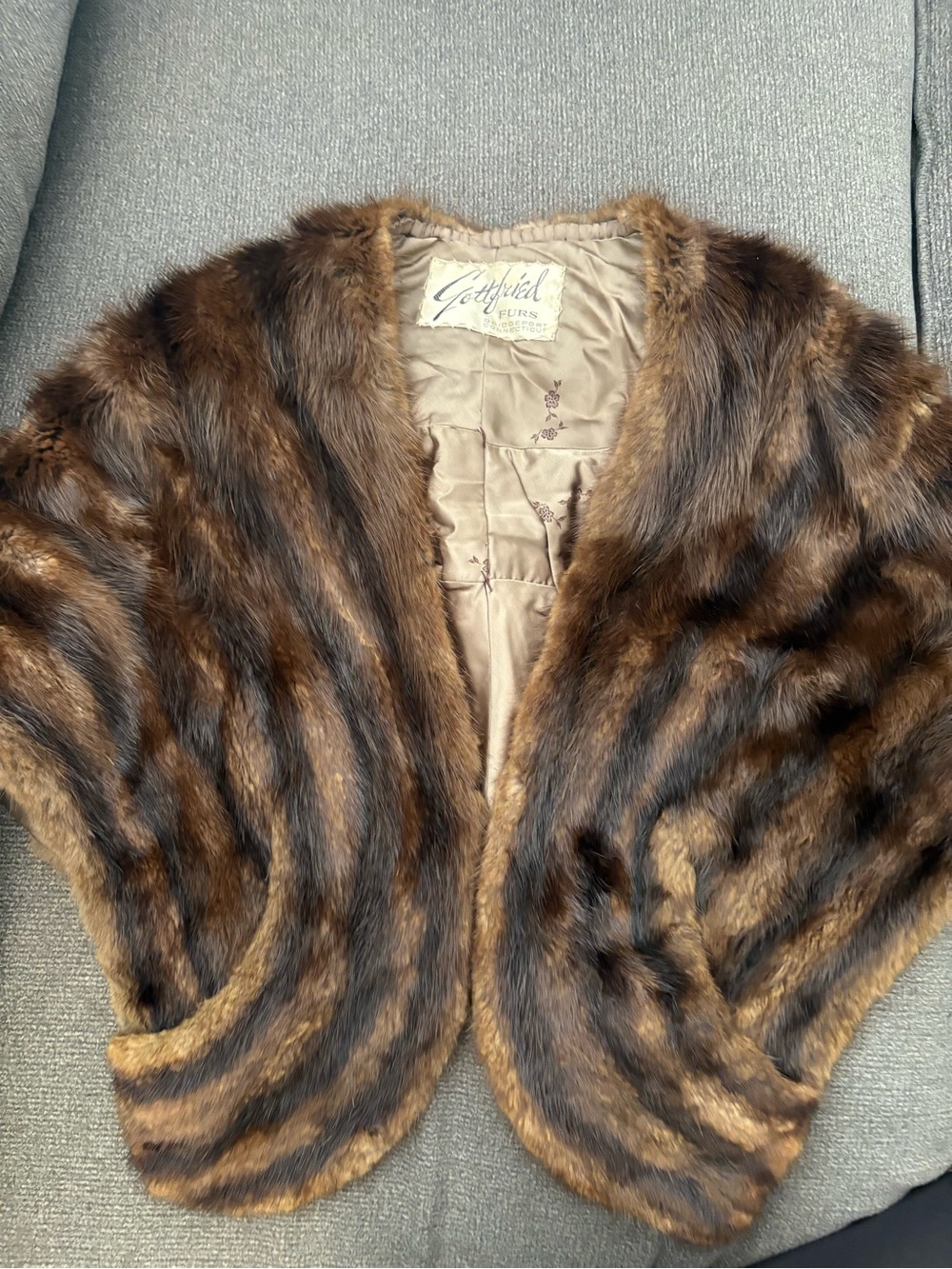 Vintage Gottfried Fur Stole - Brown Multi-Stripe